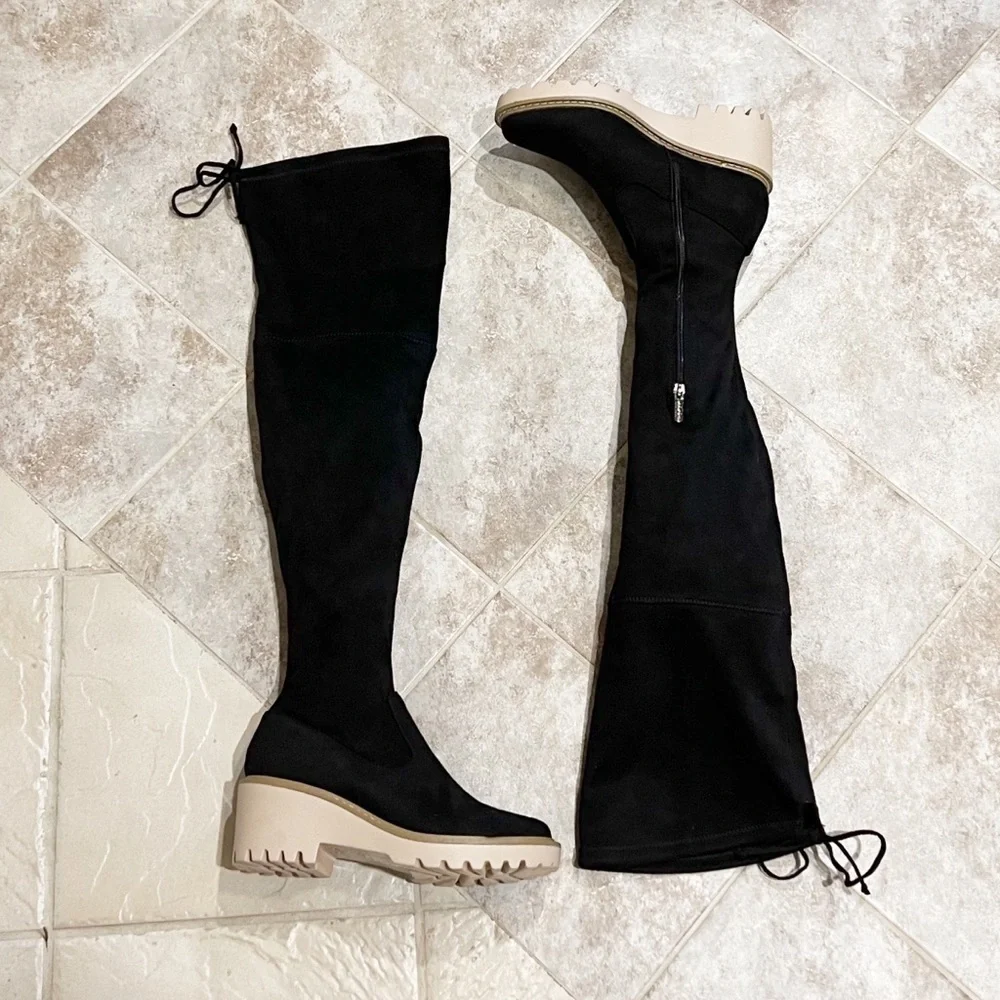 🆕 Nicole Miller Bass over the knee faux suede stretch tall black boots